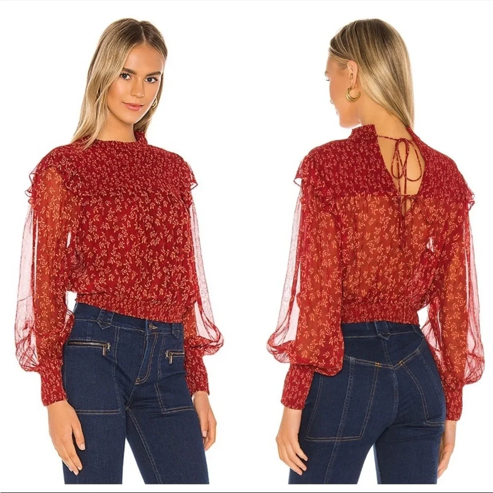 Free People Roma Ruched Top in Red